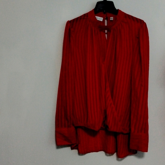 Bisou Bisou Red Sheer Blouse / Size 2X - Picture 1 of 8